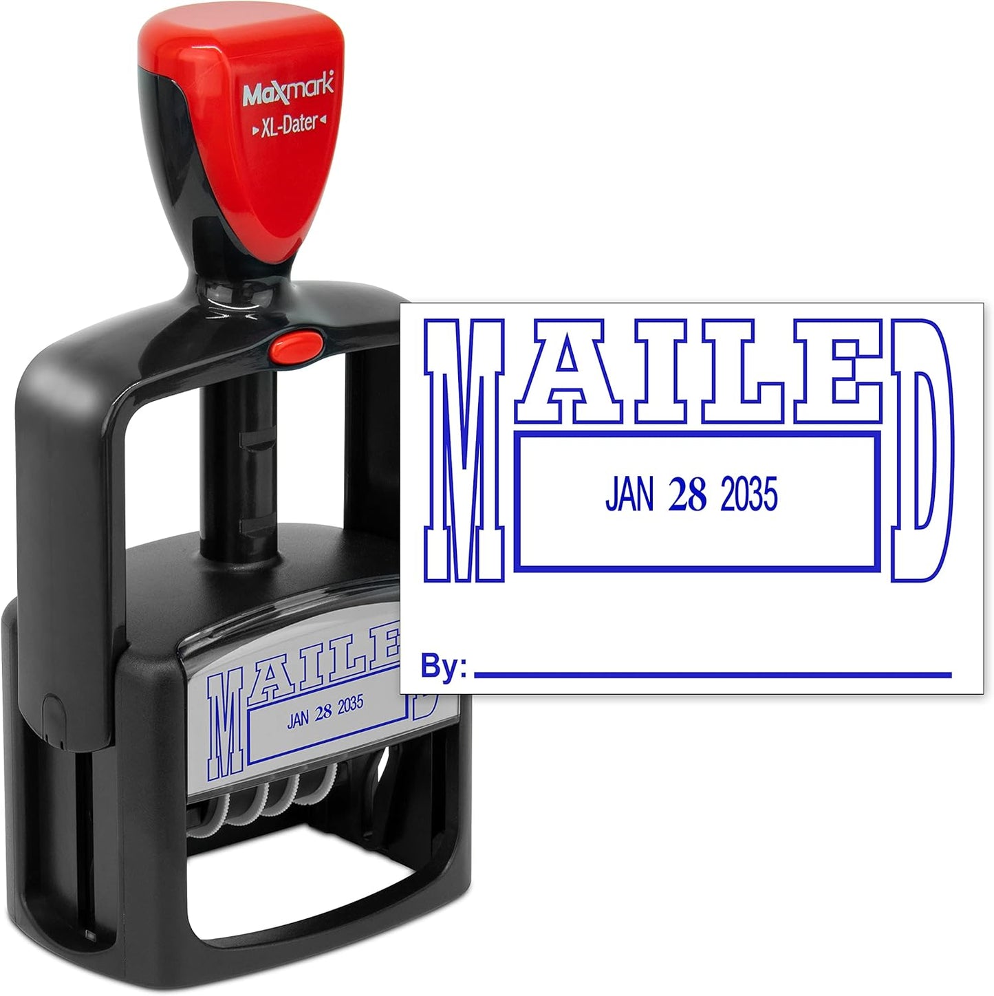 MaxMark Heavy Duty Style 5 Date Stamp with MAILED self Inking Stamp - Blue Ink