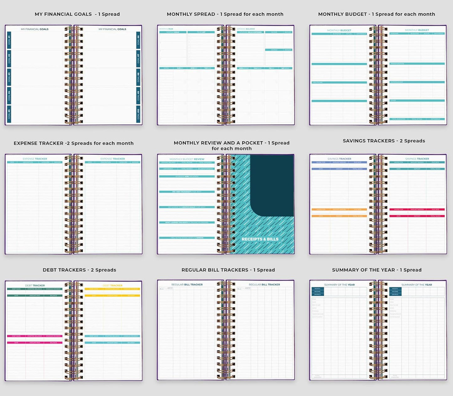 Clever Fox Budget Planner & Monthly Bill Organizer With Pockets. Expense Tracker, Budgeting Journal & Financial Book. Medium, 5.1x8.2" (Purple)