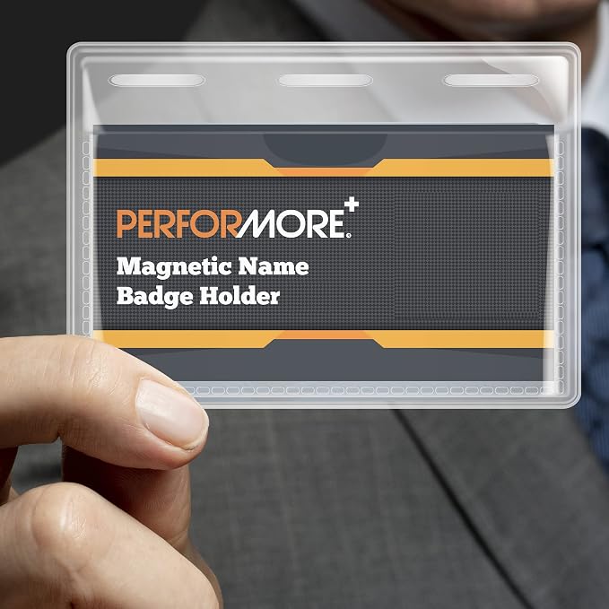 Performore 100 Pack of 4x3 Magnetic Name Badge Holders Clear PVC Horizontal ID - Image 7