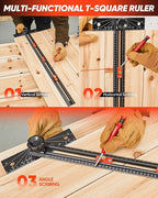 Saker 4-in-1 Scriber Marking Line Ruler, 29.5in Spliceable Extended T Square - Image 6