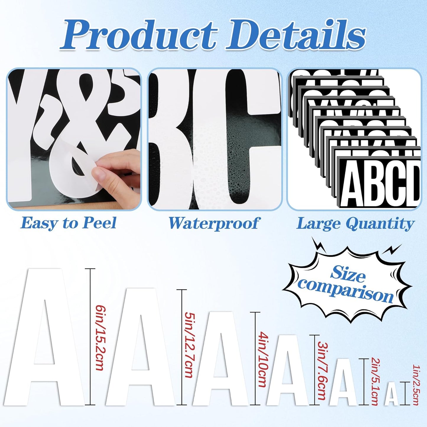 220 PCS Letter Stickers Big Font Mailbox Numbers and Letters Self Adhesive Vinyl Waterproof Alphabet Number Stickers for Bulletin Board Mailbox House Address,Cars,Poster,Business Decor(6 Inch,White)