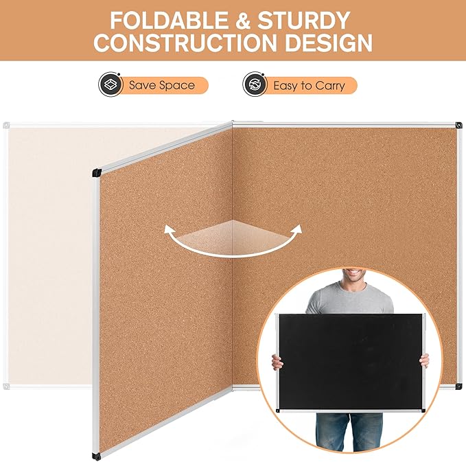 Extra Large Cork Bulletin Board 72" X 48", Foldable Notice Pin Board - Image 4