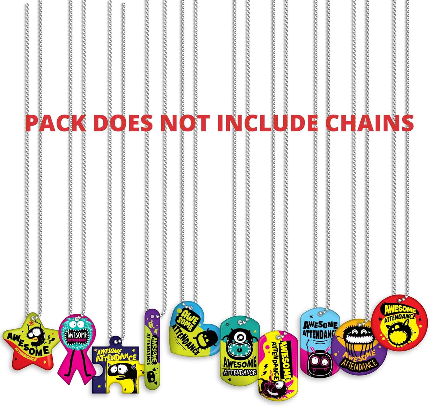Brag Tags Fun Critters & Monsters Increase Student Attendance Incentives Value Pack: 100 Multicolor, Waterproof Teslin Brag Tags (10 Per Design)