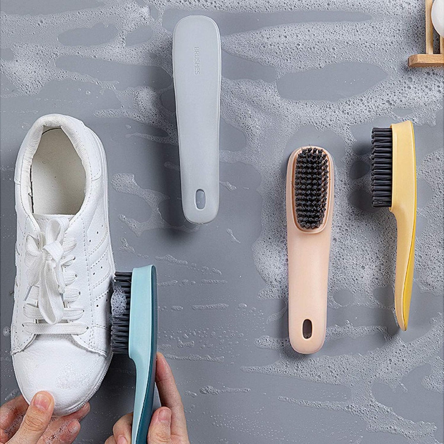 Cleaning Brush Household Small Laundry Brush for Soft Bristle Scrub Clothes Shoe Underwear Fabric Hand Cleaning Brush (Gray)