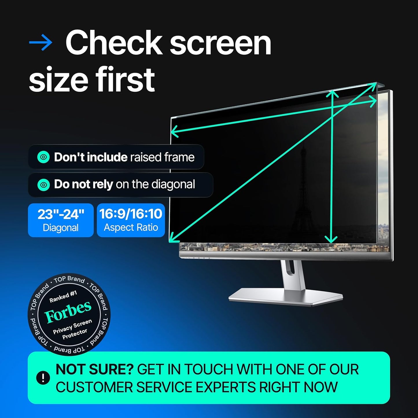 Universal 23"-24" - 23", 23.6", 23.8", 24" - 16:9/16:10 Aspect Ratio - 2 Pack - Computer Privacy Screen Filter for Widescreen Computer Monitors - 21.2"x13.4" = 541x342mm - Monitor Frame Hanging Type
