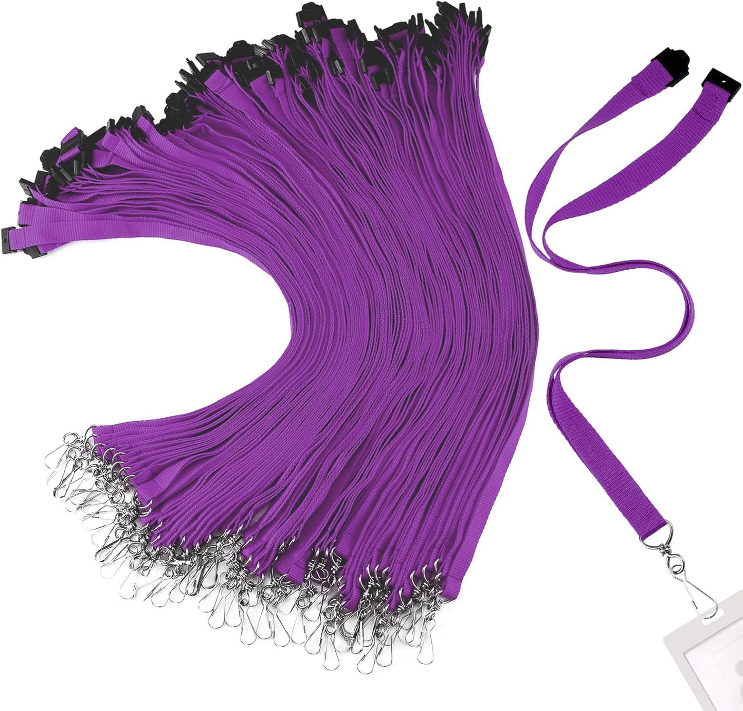 Patelai 120 Pcs Breakaway Lanyards with J Hook Bulk Flat for ID Badges Neck Badge Lanyards Card Nametag Holder Neck Straps (Purple)