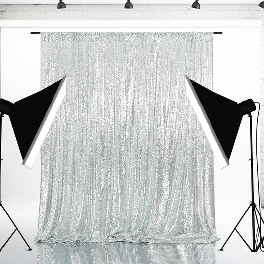 Eternal Beauty Silver Sequin Backdrop, 4x6 Ft Glitter Background Curtains for Shimmer Photography Party Wedding Birthday Back Drop Decor