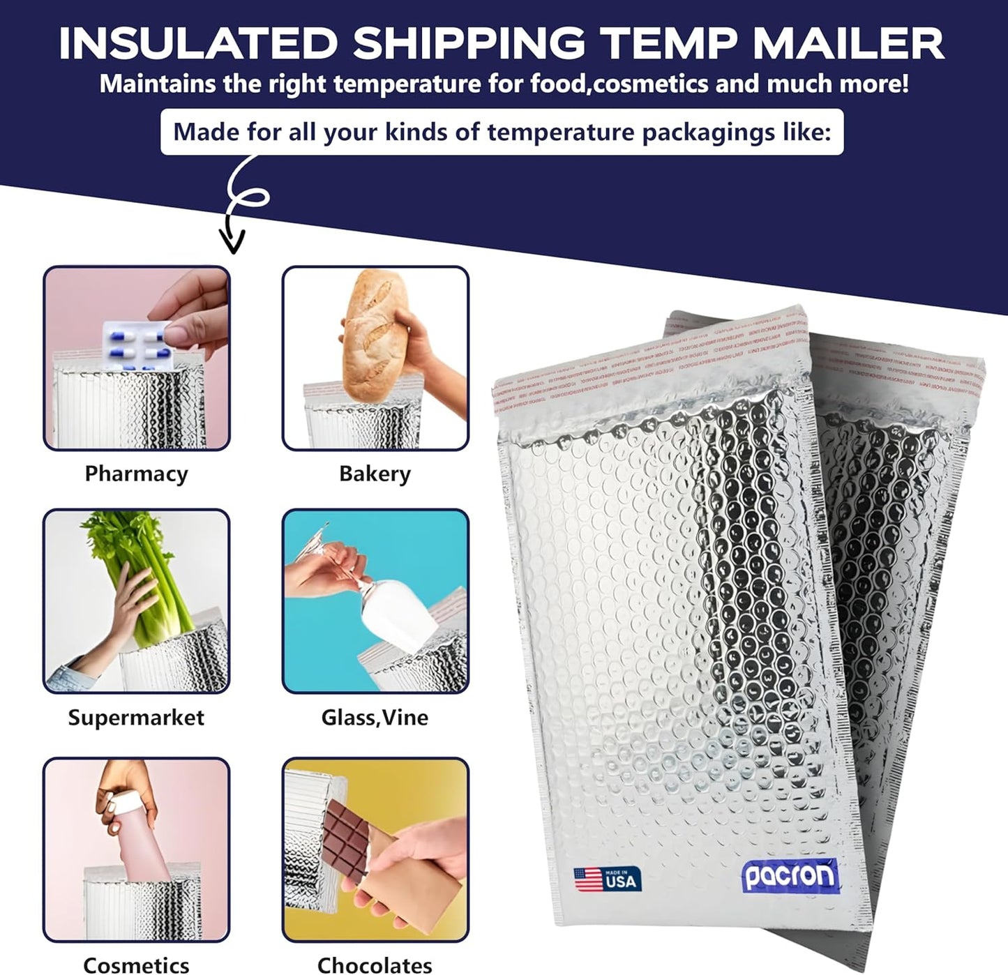 300-Pack Insulated Silver Thermal Bubble Mailers 10 x 11 - Waterproof Metallic Foil Self-Sealing Padded Envelopes for Cold Shipping, Perishables, Food, Cosmetics, Pharmaceuticals