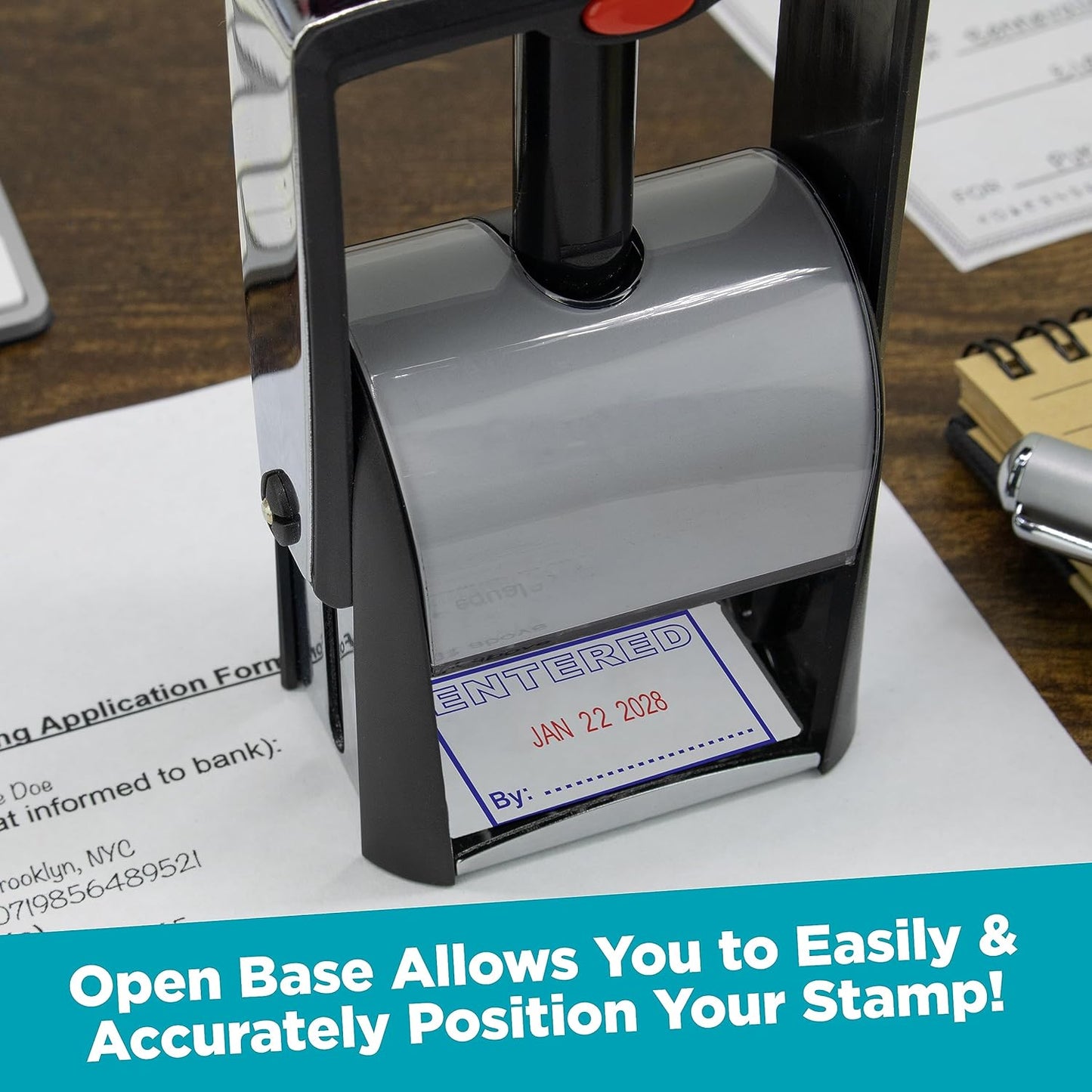 MaxMark Heavy Duty Self Inking Date Stamp with Phrase E-Mailed - Blue Ink