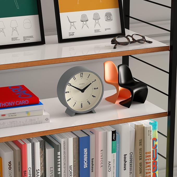 JONES CLOCKS® Venus Desk Clock | Modern Round Design | Gray | Stylish Retro Look - Image 4