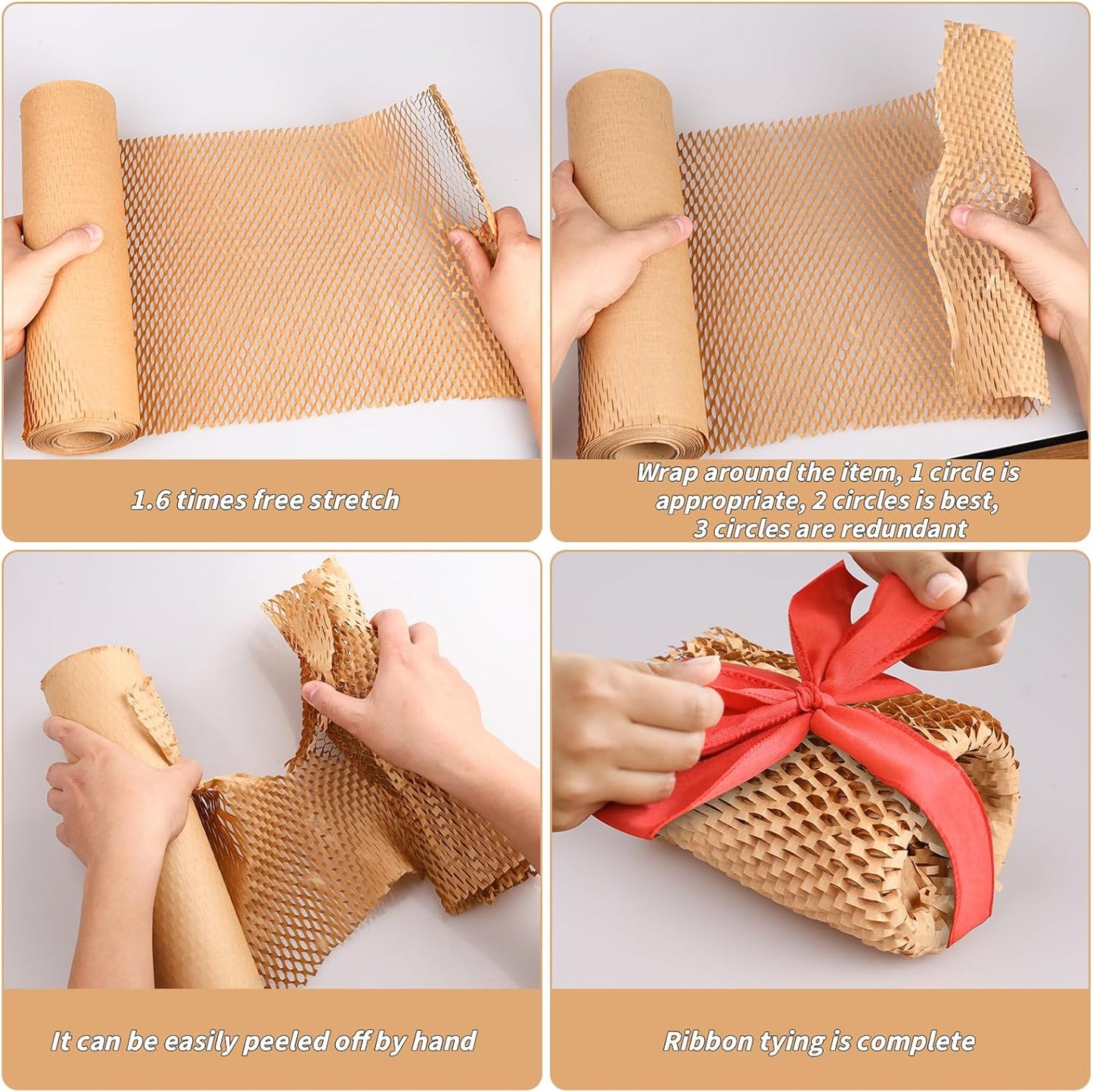 Honeycomb Packing Paper 12" x 600', Bubble Cushioning Wrap for Packing/Shipping/Moving, Eco-Friendly Bubble Packing Paper Wrapping for Fragile Items,Electronics and Bouquet Packaged