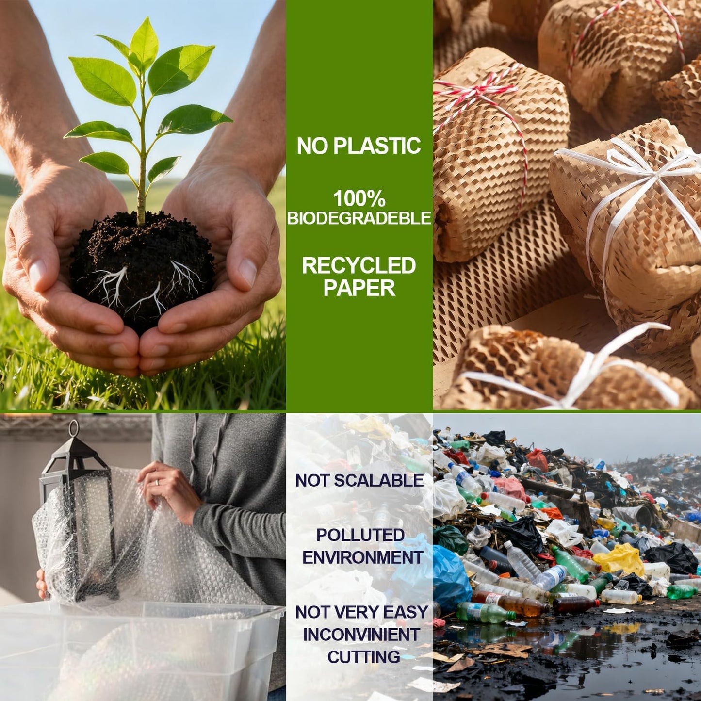 Honeycomb Packing Paper Wrap 15"x200' Sustainable Alternative to Bubble Cushioning Wrap for Moving/shipping/packing Roll with 20 Fragile Sticker Biodegradable & Fully Recylable
