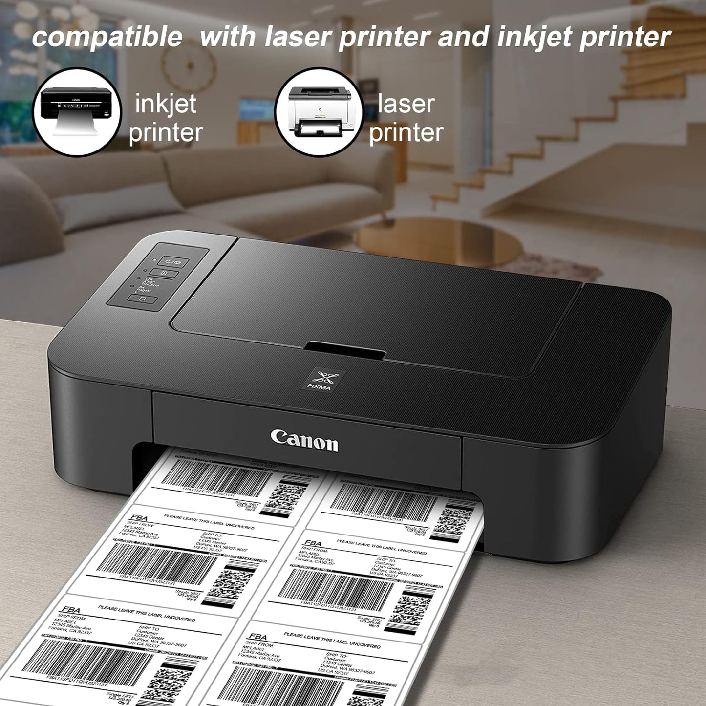 [200 Sheets 1200 Labels] Shipping Labels 3 1/3"x4" Printable White 6 up Labels for Laser/Inkjet Printers, Mailing FBA Address Label Sticker Paper - Permanent Adhesive Label Blank