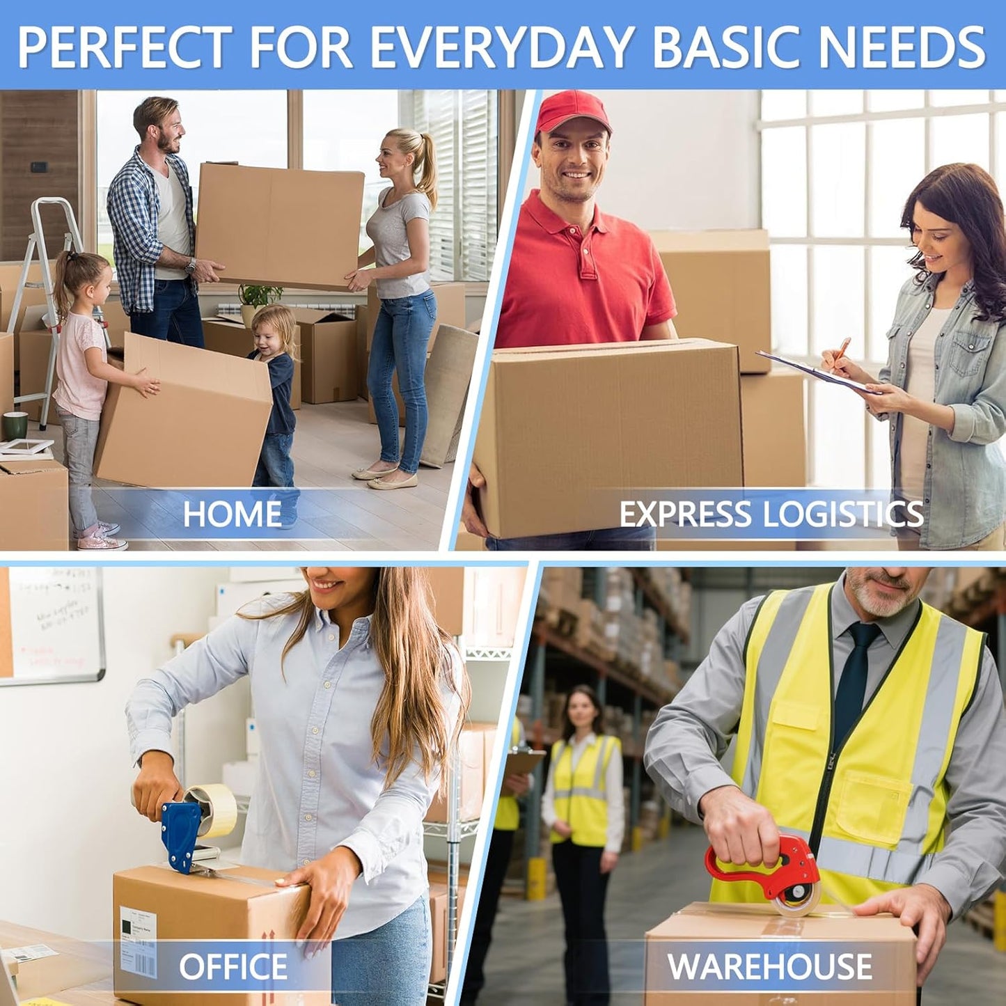 Extra Long Packing Tape 110 Yards (2X Length) - 36 Rolls Clear Heavy Duty, 2 Inch x 1.8 Mil Adhesive for Shipping, Moving & Storage