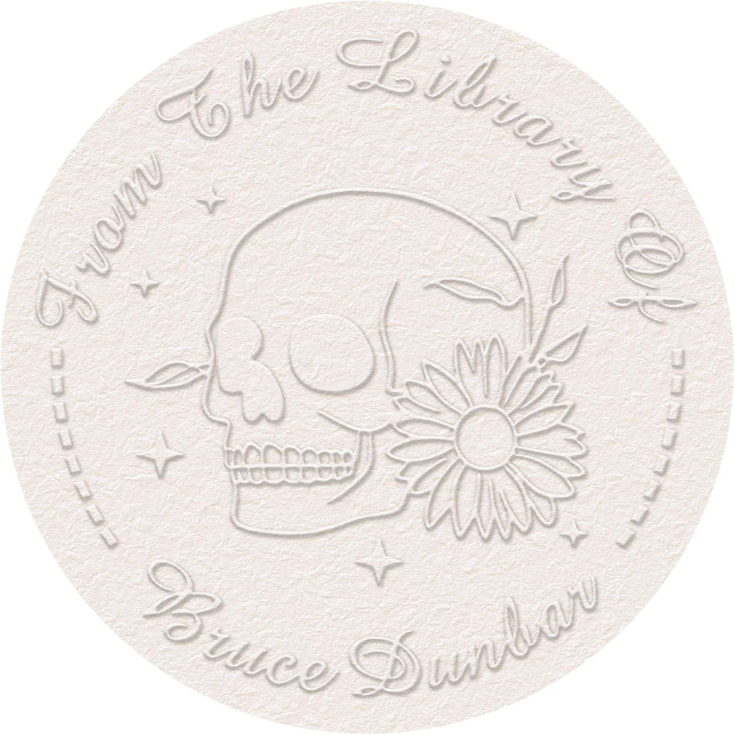 Skull Themed Library Book Embosser， Custom Book Business Card Paper Document Notebook, Self Inking Stamp，Book Lover Gifts，Christmas Gifts (Style13)