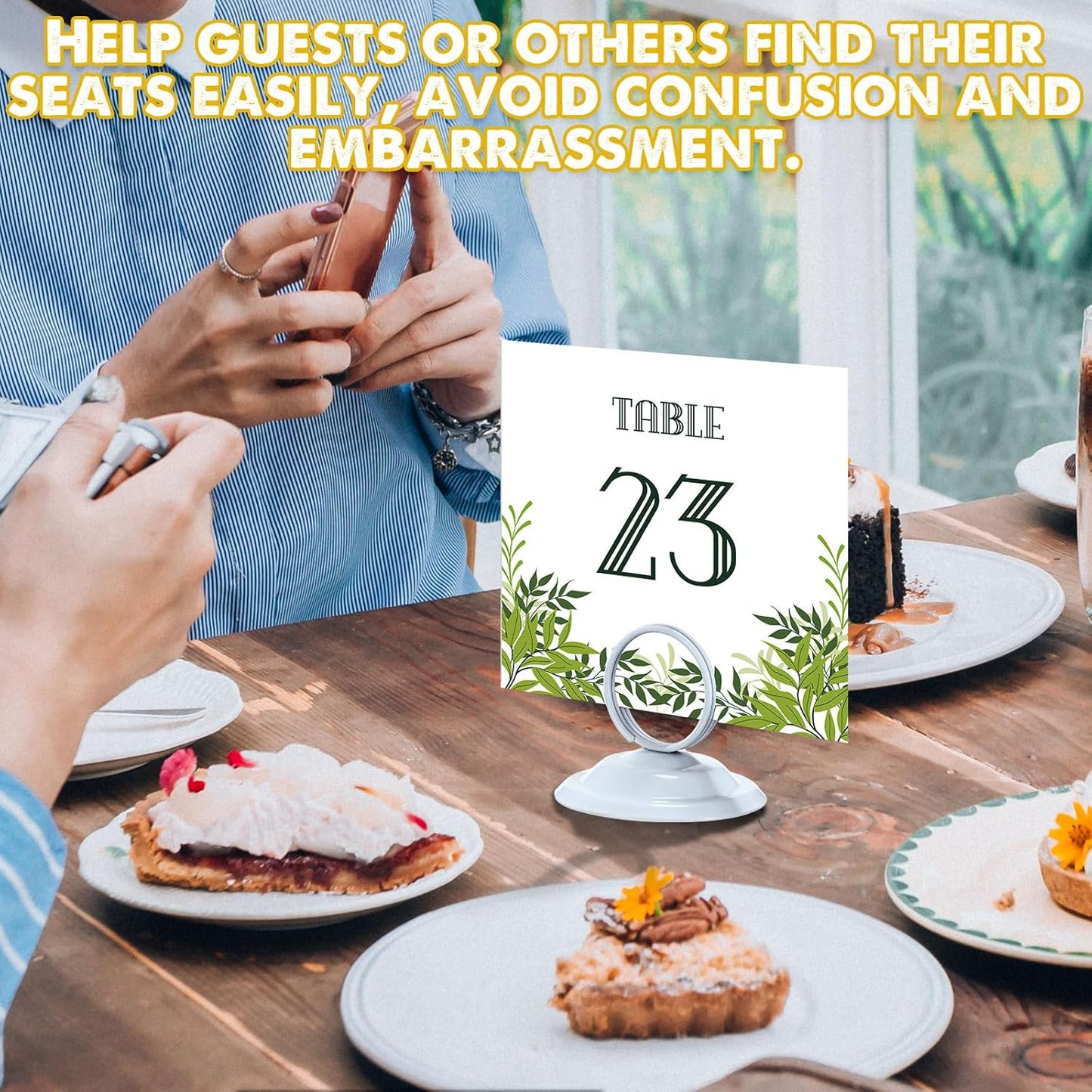 24 Pcs Table Number Holders Metal Place Card Holders Table Number Stands Tabletop Menu Sign Stands for Wedding Restaurant Recipe Banquet Birthday(White)