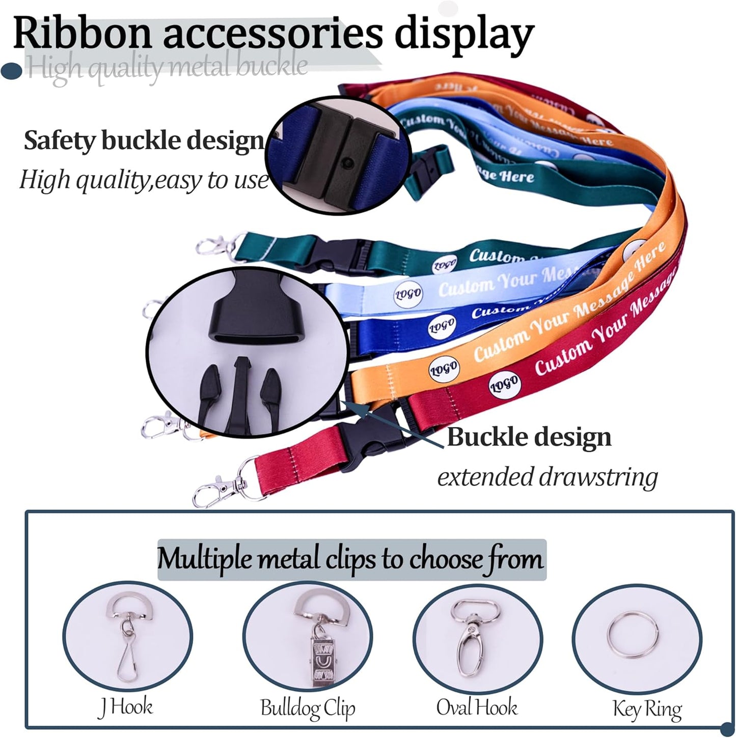 Custom Lanyards Bulk 50/100/5000PCS Custom Breakaway Lanyards with Text/Logo/Photo/Name, Personalized Neck Strap ID Badge Lanyard for Office Keys School Events, Quick Customization