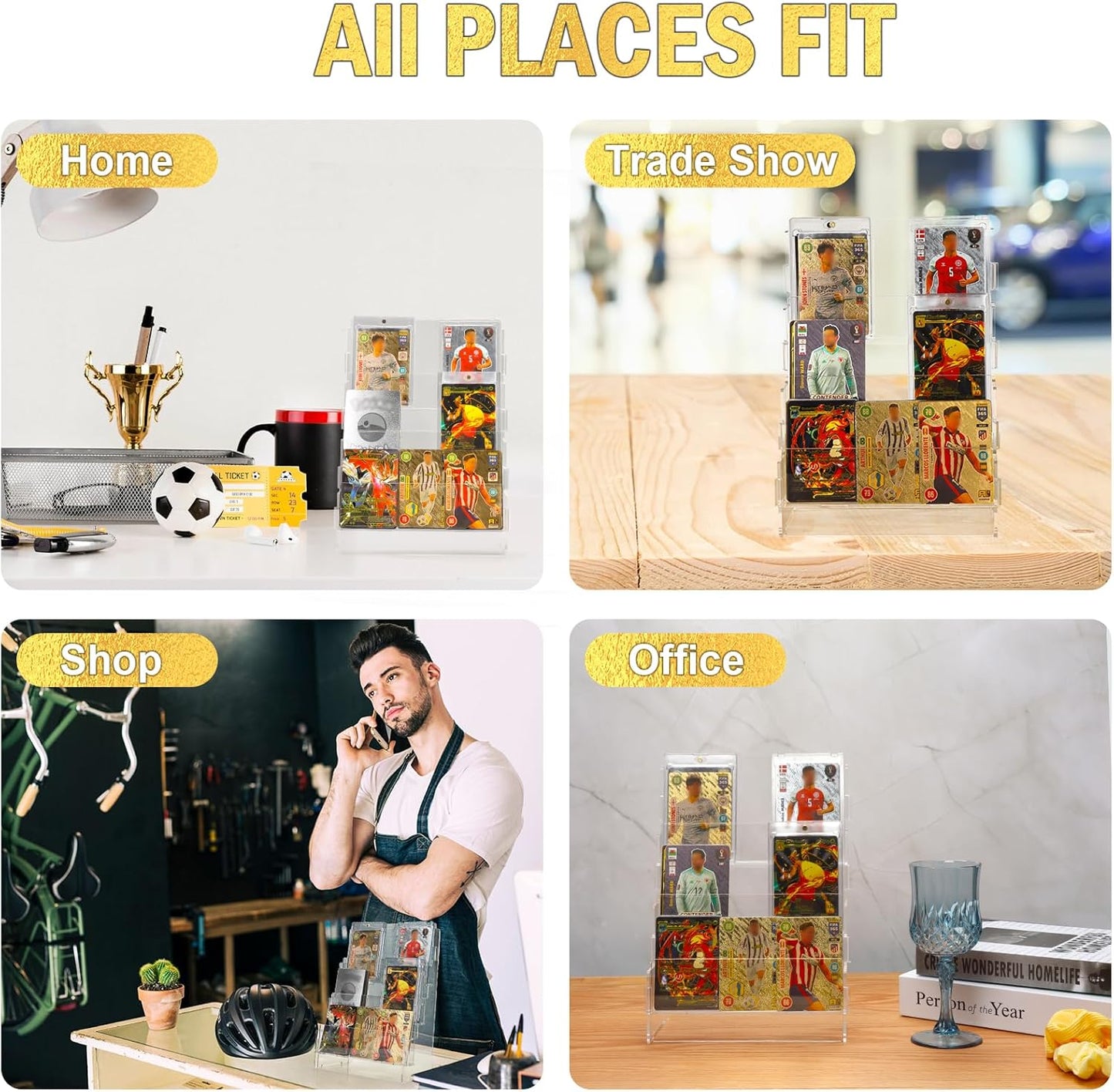 3 Tier Acrylic Trading Card Display Stand Graded Card Display Baseball Card Display Case Sports Card Display Case Magnetic Card Holder Stand Stadium Displays for Trade Shows Vendors Retail (No Cards)