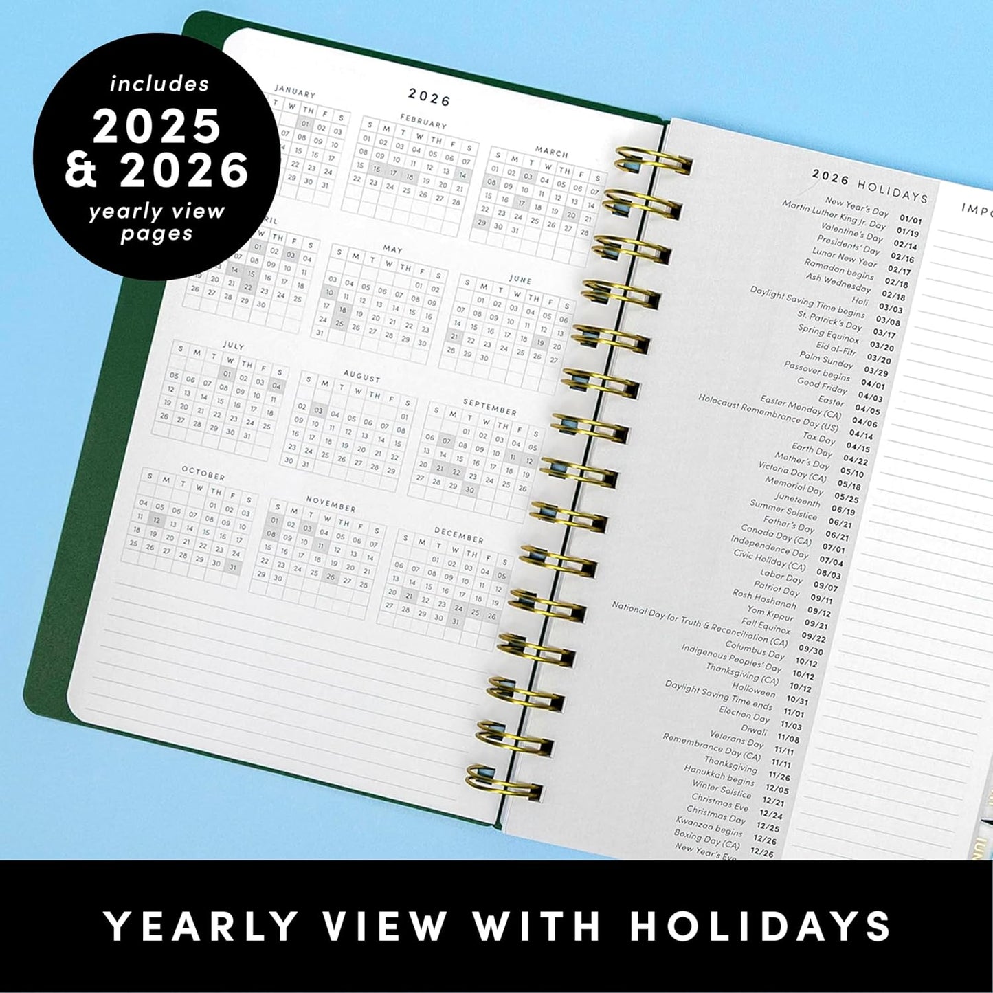 PAPERAGE 17 Month Academic Planner 2025-2026, Weekly & Monthly Spreads, August 2025 - December 2026, Small (5 in x 8 in), Royal Blue