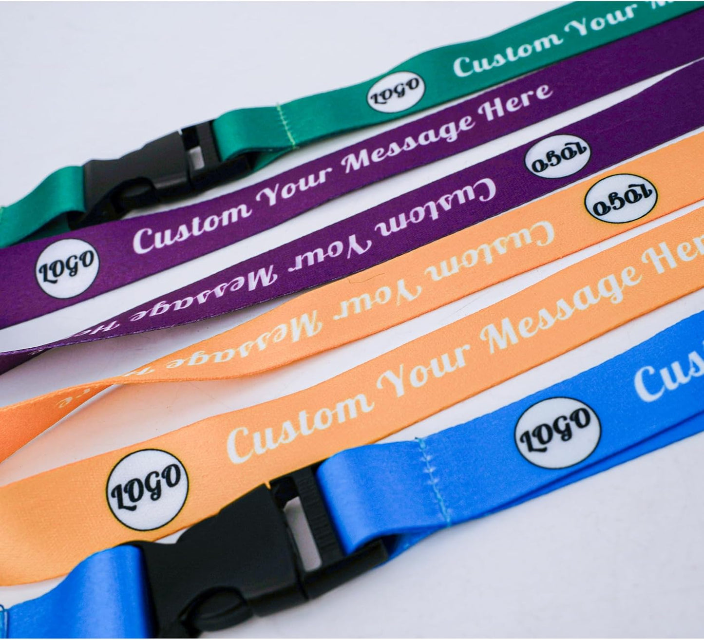Custom Lanyards Bulk 50/100/5000PCS Custom Breakaway Lanyards with Text/Logo/Photo/Name, Personalized Neck Strap ID Badge Lanyard for Office Keys School Events, Quick Customization