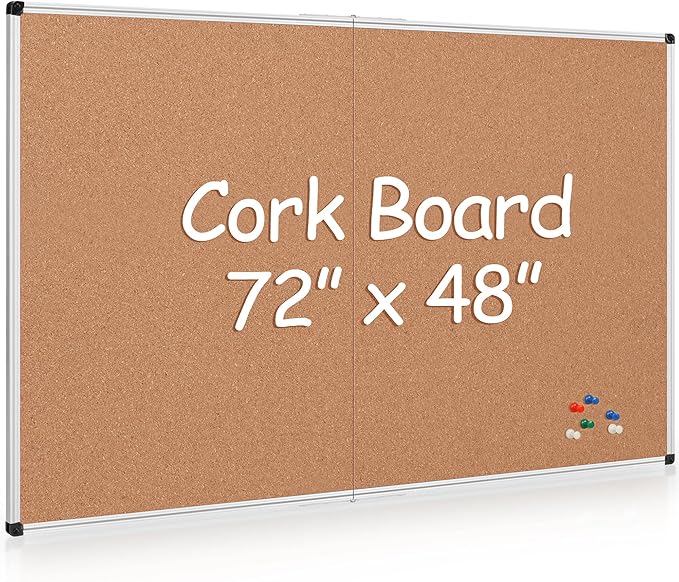 Extra Large Cork Bulletin Board 72" X 48", Foldable Notice Pin Board by Justdowhatyouwanttodo