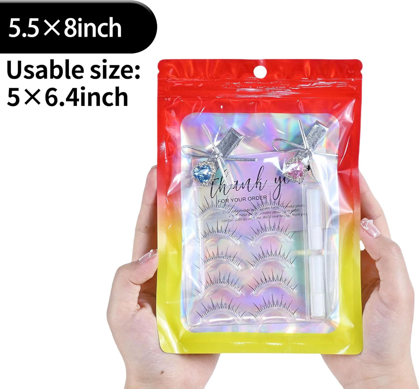 Resealable Mylar Pouch Bag Great for Office Home Party Favor Food Storage (100PCS, Red and Yellow Color, 5.5 x 8 inch)