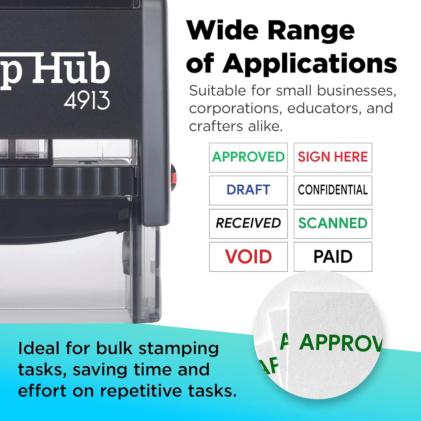 Self Inking Personalized Stamp - 1 Line Custom Stamp, Customizable Office Name Stamp, Ink Stamps for Business - Easy to Change Ink Cartridge, Multiple Ink Color Options - Large