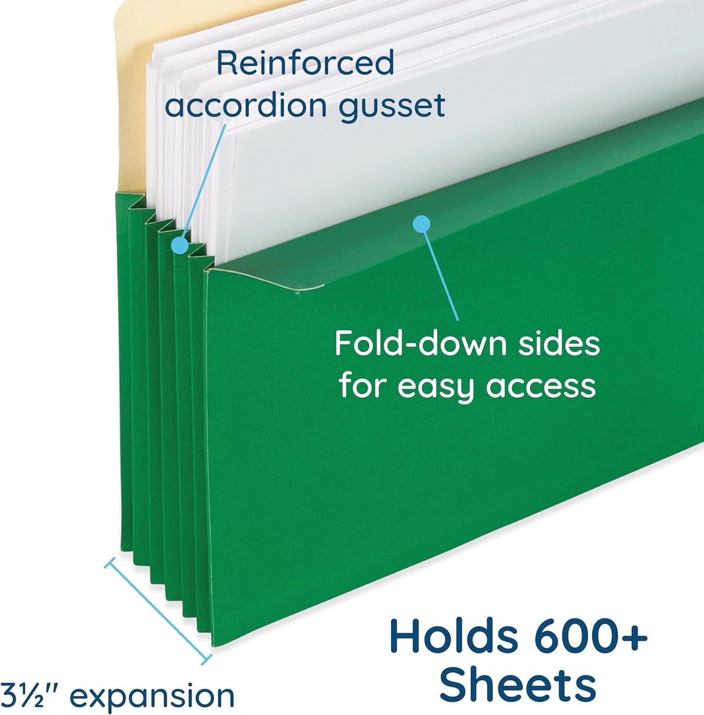 Blue Summit 10 Expanding File Pockets, Accordion File Folders Letter Size, 3.5” Expandable Pockets, Assorted Colors