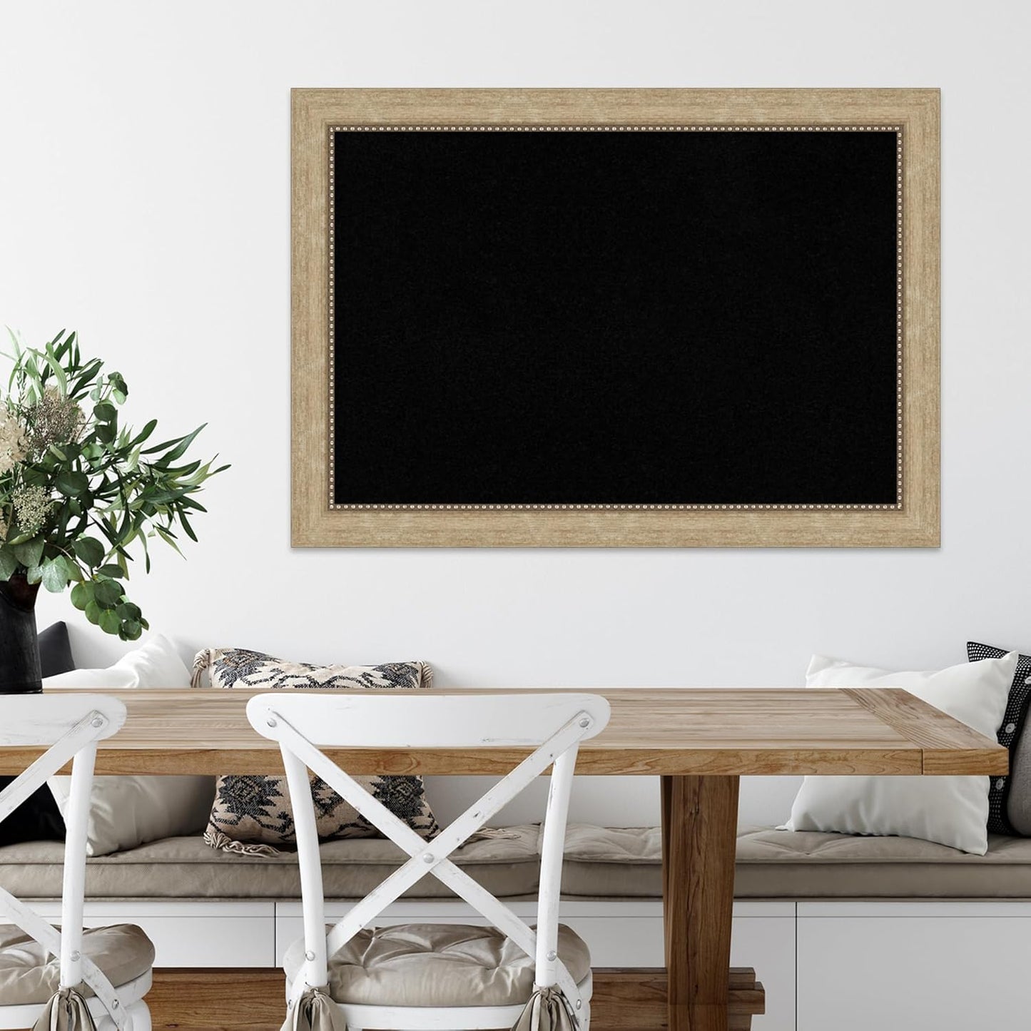 Amanti Art Black Cork Board for Wall, 29x41 Vision Board with Champagne Frame, Large Corkboard Office Decor for Home Organization, Casual Corkboard Pinboard to display items for home organization
