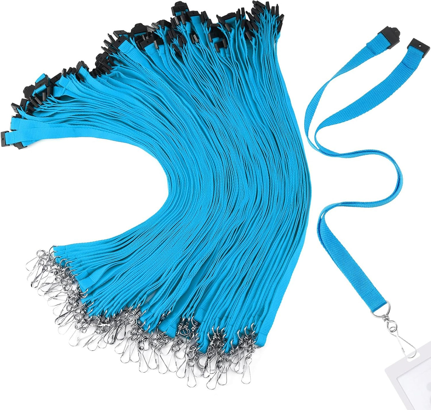 Patelai 120 Pcs Breakaway Lanyards with J Hook Bulk Flat for ID Badges Neck Badge Lanyards Card Name tag Holder Neck Straps (Light Blue)