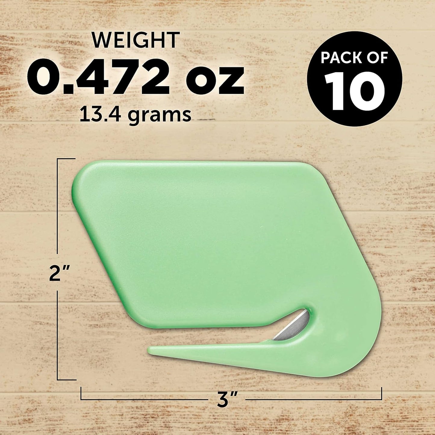 Translucent Plastic Letter Openers Set of 10, Bulk Pack - Perfect for Home or Office - Green