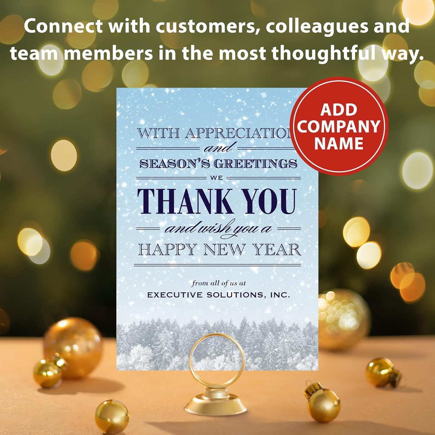 Let's Make Memories Personalized Business Christmas Cards with Envelopes - Premium Quality - 5x7-2025 Holiday Cards & White Envelopes - Snowy Skies - 25 ct