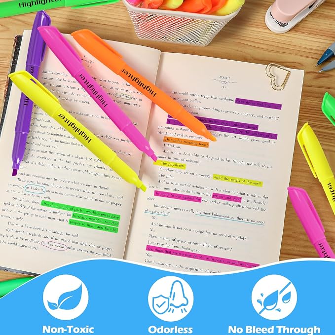 KIZZYEA 288 Pack Highlighters in 6 Assorted Colors, Chisel Tip Dry-Quickly - Image 2