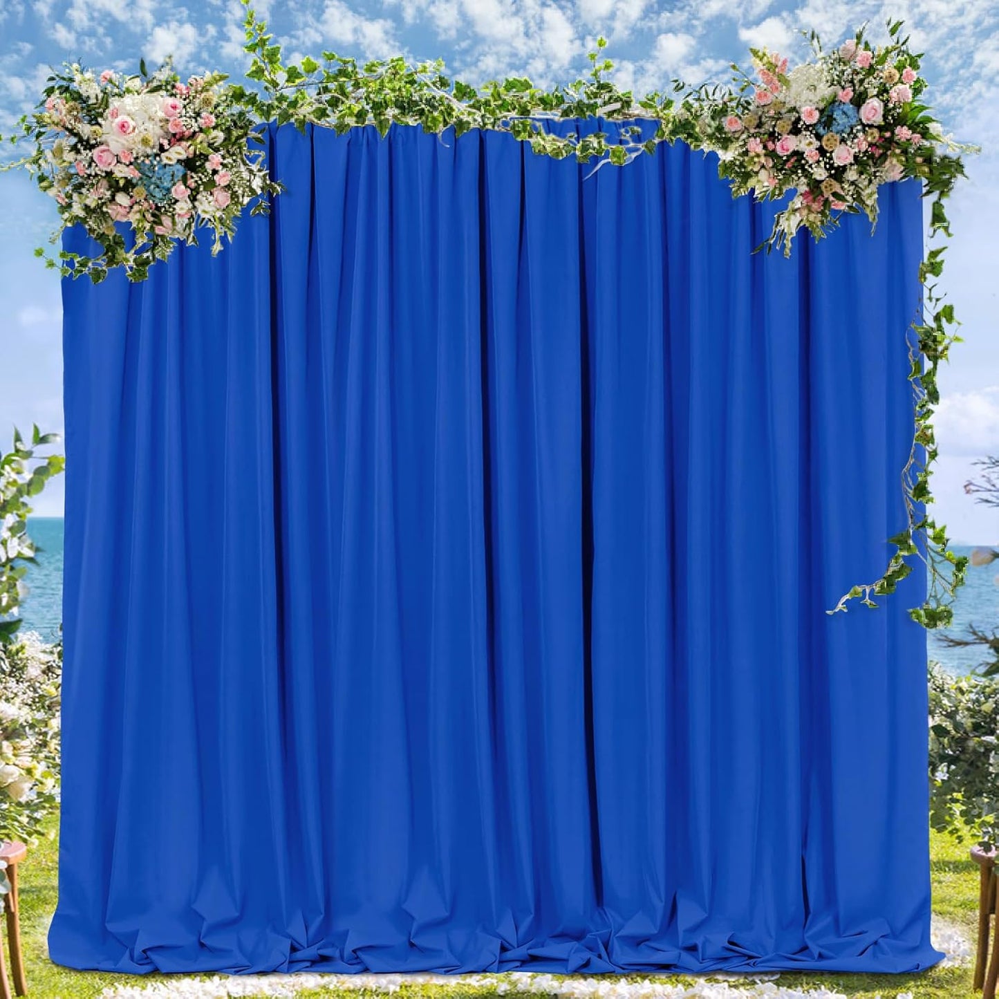 Royal Blue Backdrop Curtains 20ft x 10ft Photo Shoot Polyester Backdrop Drapes for Wedding Party Engagement Decorations