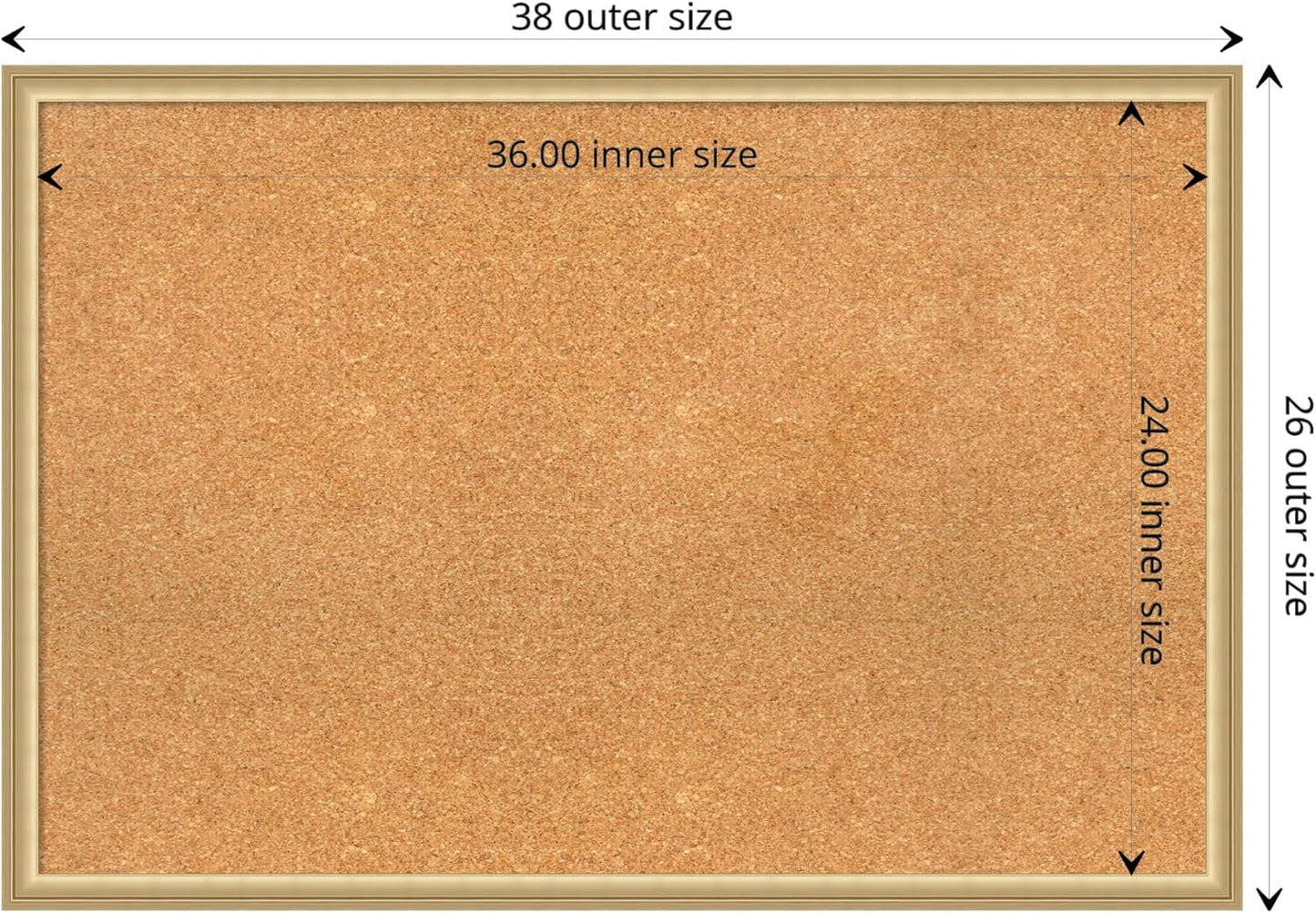 Amanti Art Natural Cork Board for Wall, 26x38 Vision Board with Gold Frame, Large Corkboard Office Decor for Home Organization, Casual Corkboard Pinboard to display items for home organization