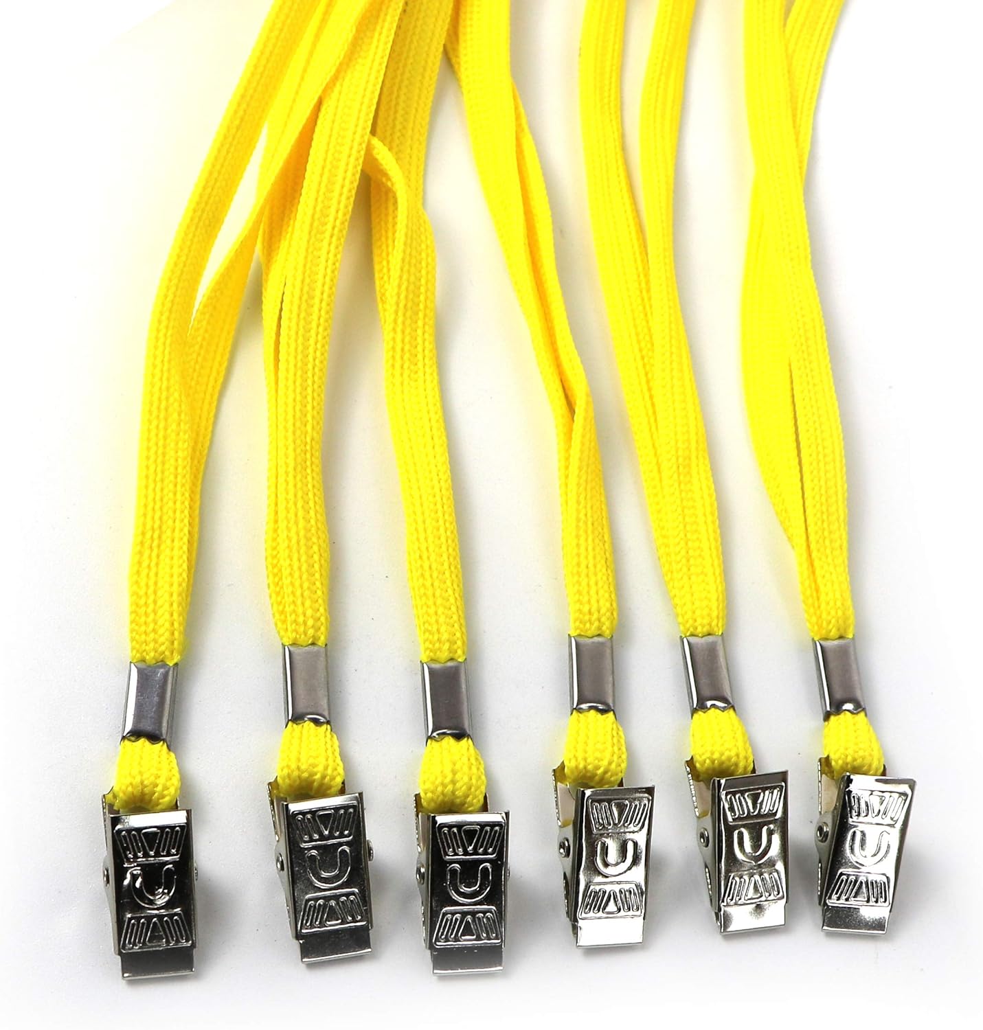Beebel Lanyard 100 Pack Black Badge Lanyards Flat Lanyards Round 32" With with Badge Clip (Yellow)