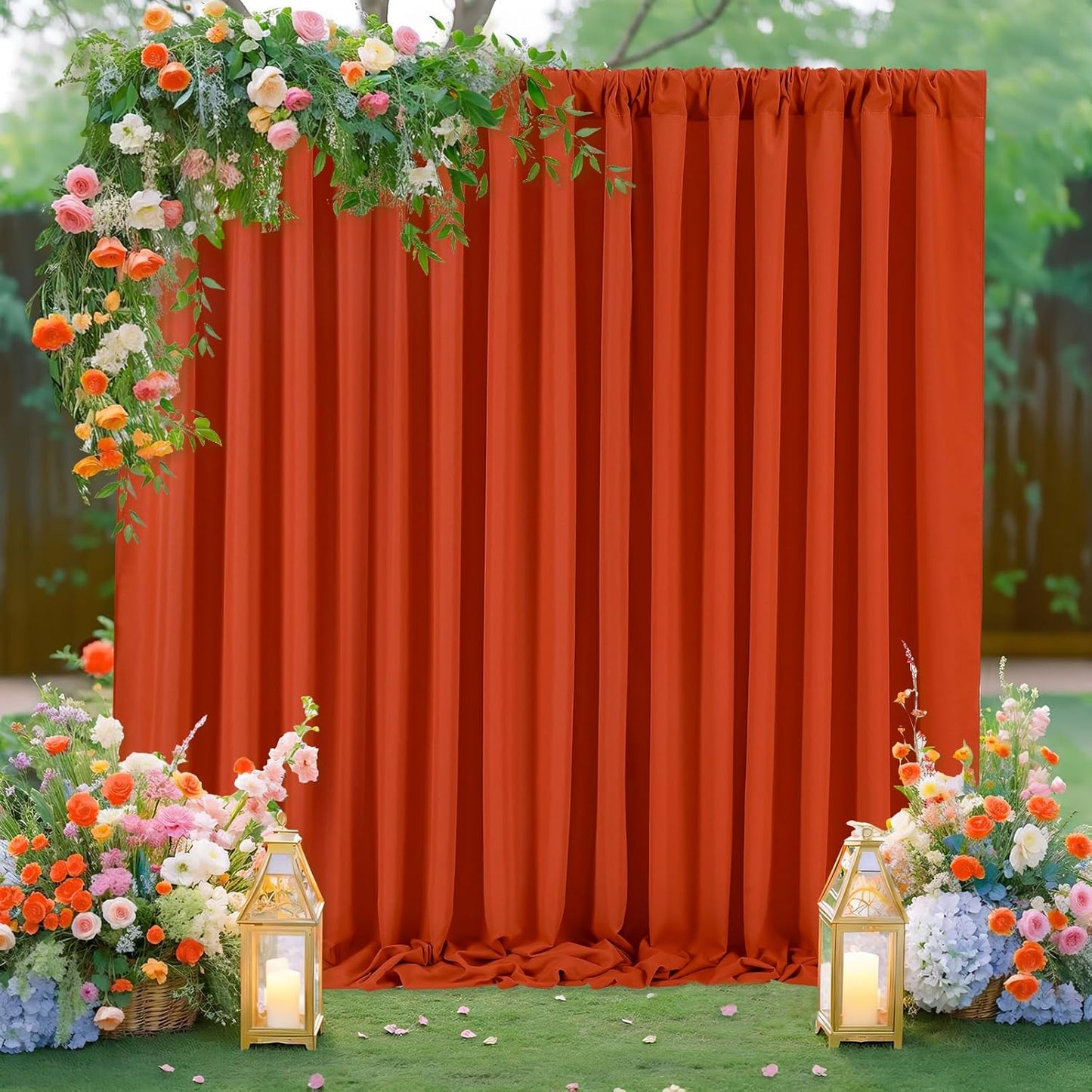 Rust Backdrop Curtains 10ft x 10ft Polyester Photo Backdrop Drapes for Birthday Party Stage Window Supplies Decorations