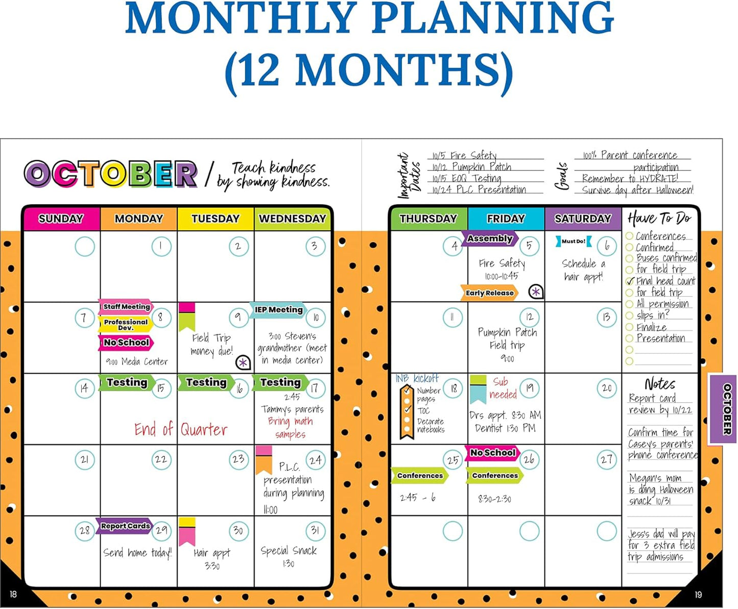 Carson Dellosa Kind Vibes Teacher Planner—Undated Weekly/Monthly Lesson Plan Book and Record Organizer for Classroom or Homeschool (8 inches x 11 inches)