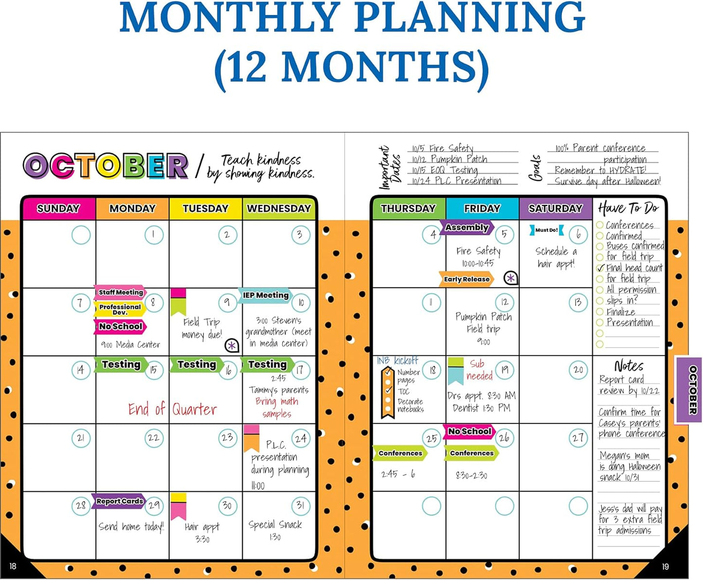 Carson Dellosa Kind Vibes Teacher Planner 2025-2026, Undated 8" x 11" Lesson Plan Book With Stickers, Class Schedule and Weekly Calendar School Supplies, Classroom Must Haves and Homeschool Essentials
