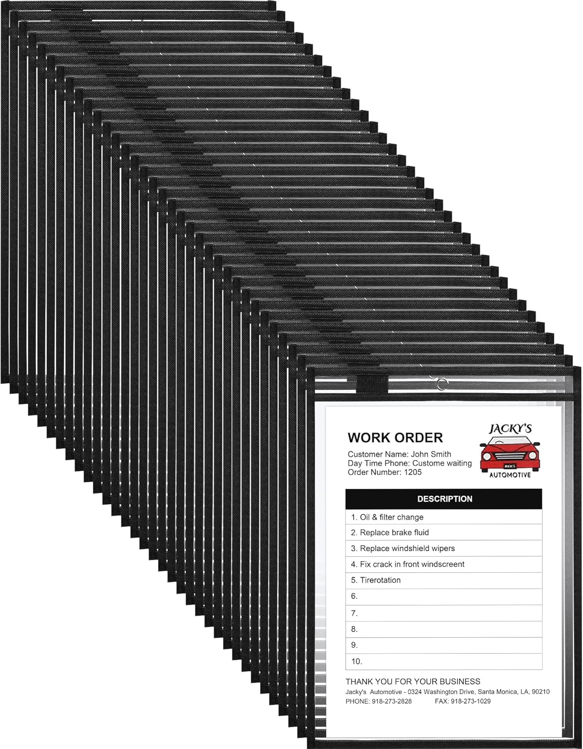 Nezyo Dry Erase Pockets Plastic Job Ticket Holders Shop Holder Order Pockets Clear Sleeves Tickets Folders Plastic Sleeves Paper Teacher Supplies for Classroom (14 x 10 in,Black,50 Pcs)