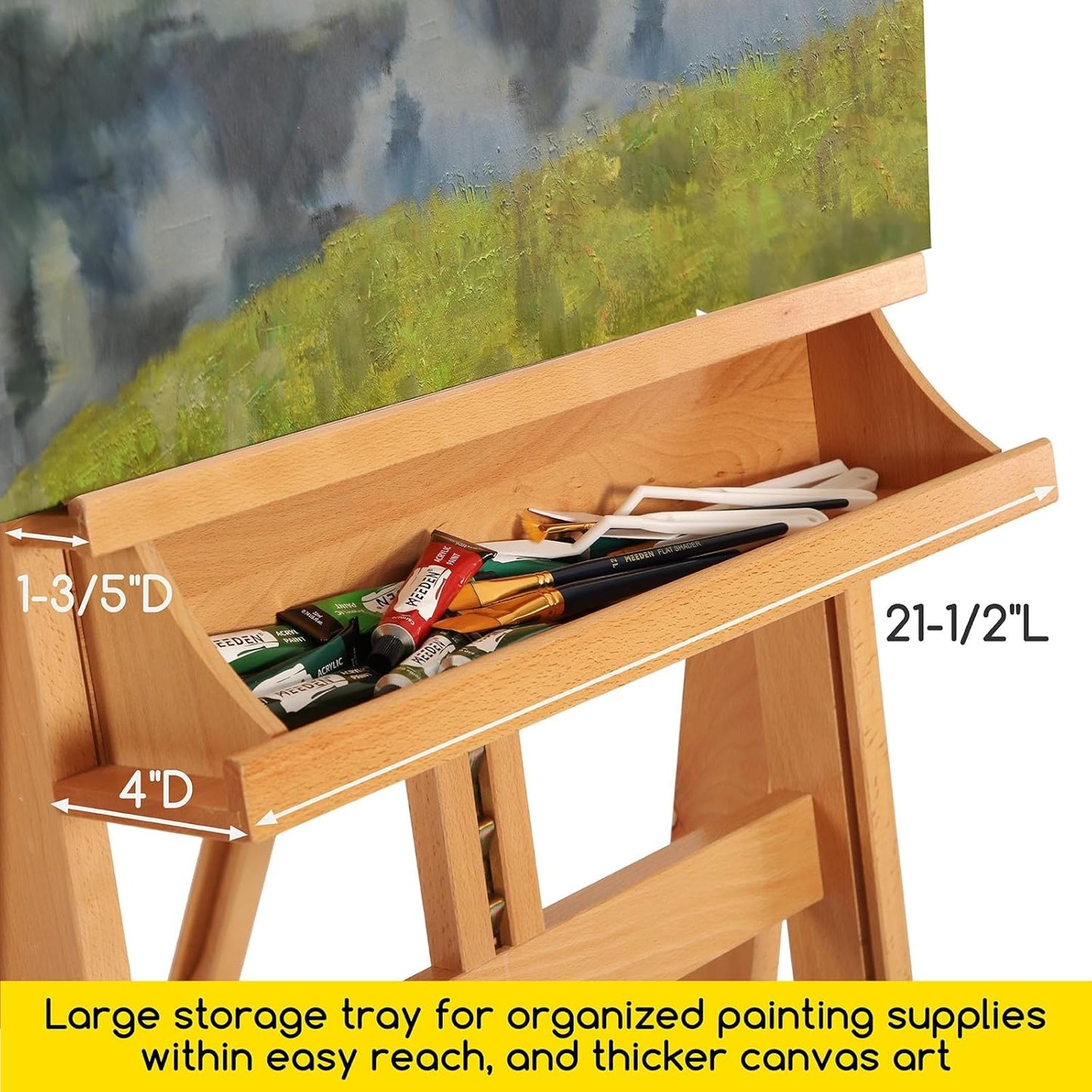 MEEDEN Extra Large Heavy-Duty H-Frame Studio Easel - Solid Beech Wooden Artist Professional Easel, Painting Art Easel Stand with 4 Premium Locking Silent Caster Wheels, Hold Max 82"