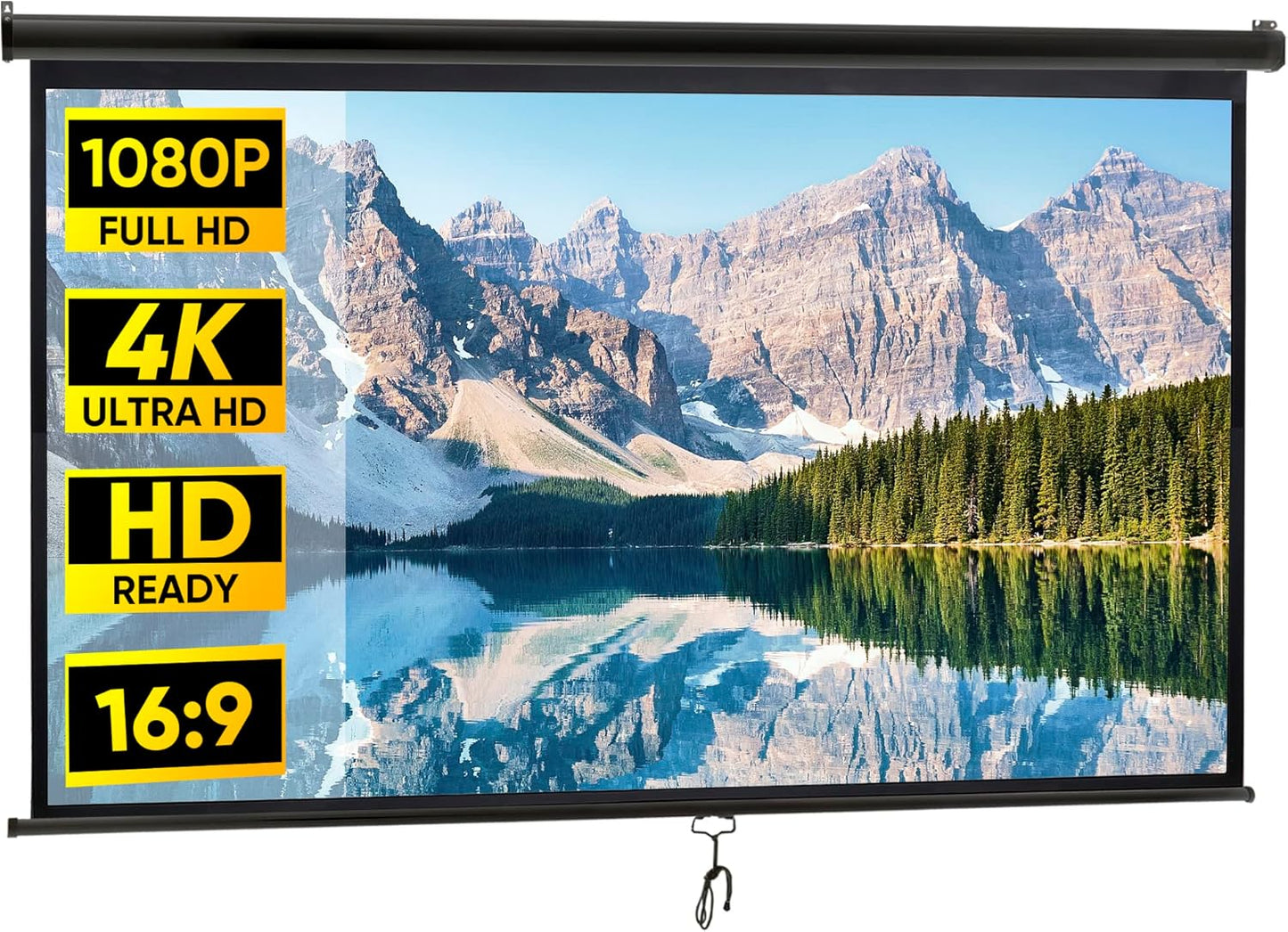 ZENY Outdoor Projector Screen Pull Down 100 Inch 16:9 HD Projection Screen Folding Home Theater Portable Indoor Outdoor Movie Screen