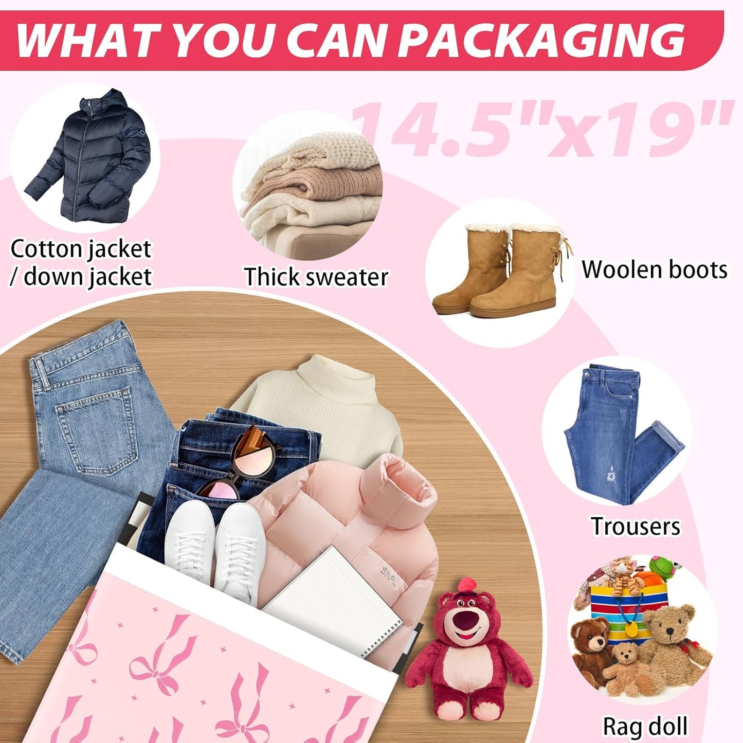 Oududianzi Large Poly Mailers 14.5x19, 100PCS Shipping Bags, Self Seal Mailers Poly Bags, Mailing Envelopes Bulk, Polymailer Packaging Bags for Small Bussiness
