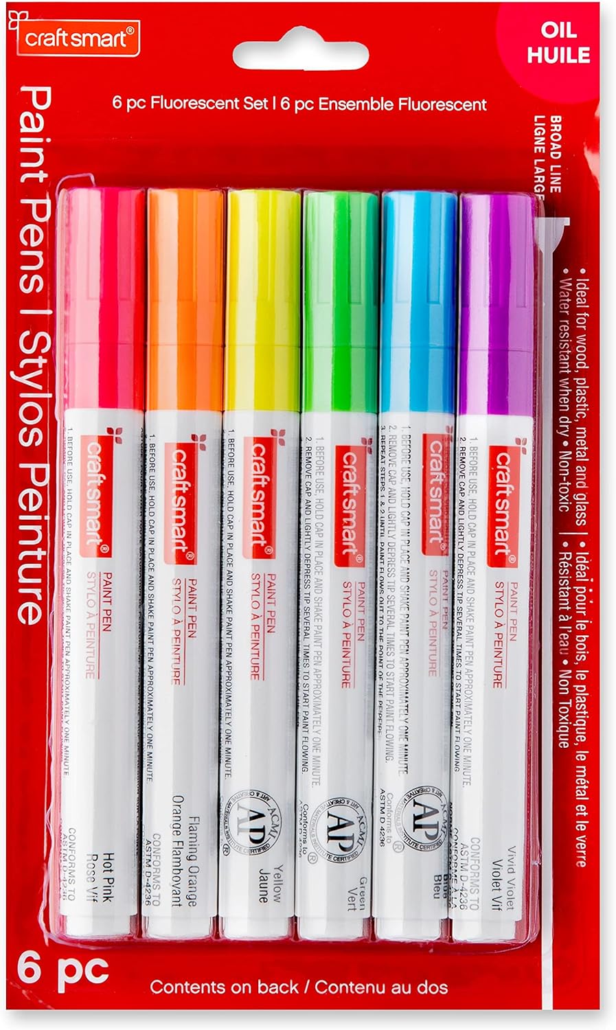 Fluorescent Broad Line Paint Pen Set by Craft Smart® 6ct