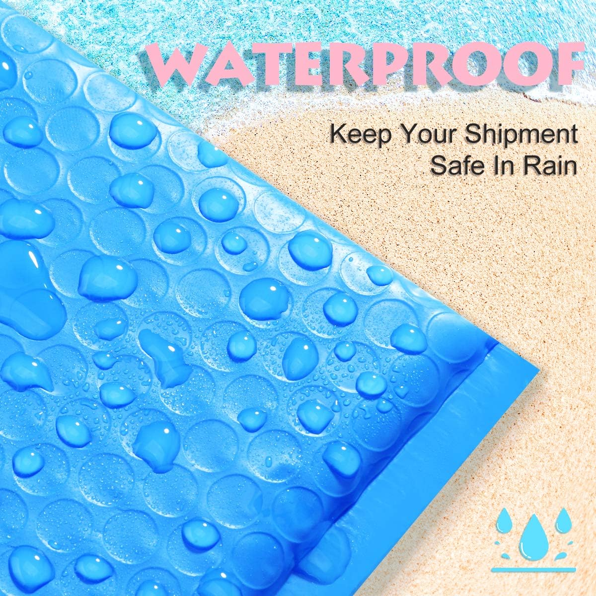 UCGOU Bubble Mailers 8.5x12 Inch Blue 25 Pack Usable Size 8.5x11 Poly Padded Envelopes #2 Medium Mailing Opaque Packaging Postal Self Seal Waterproof Boutique Shipping Bags for Clothes Makeup