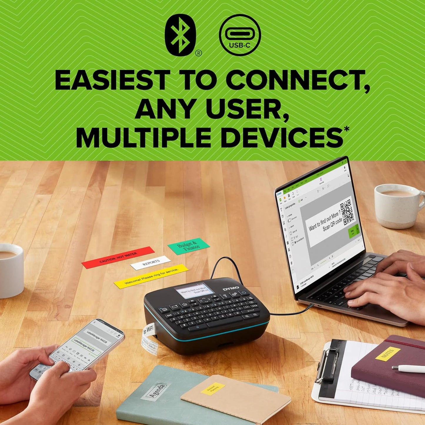 DYMO LabelManager Executive 640 CB Portable Label Printer Kit with Carry Case and 3 Label Cassettes | Compact QWERTY Label Maker | Bluetooth & USB Connectivity | Compatible with DYMO D1 Labels