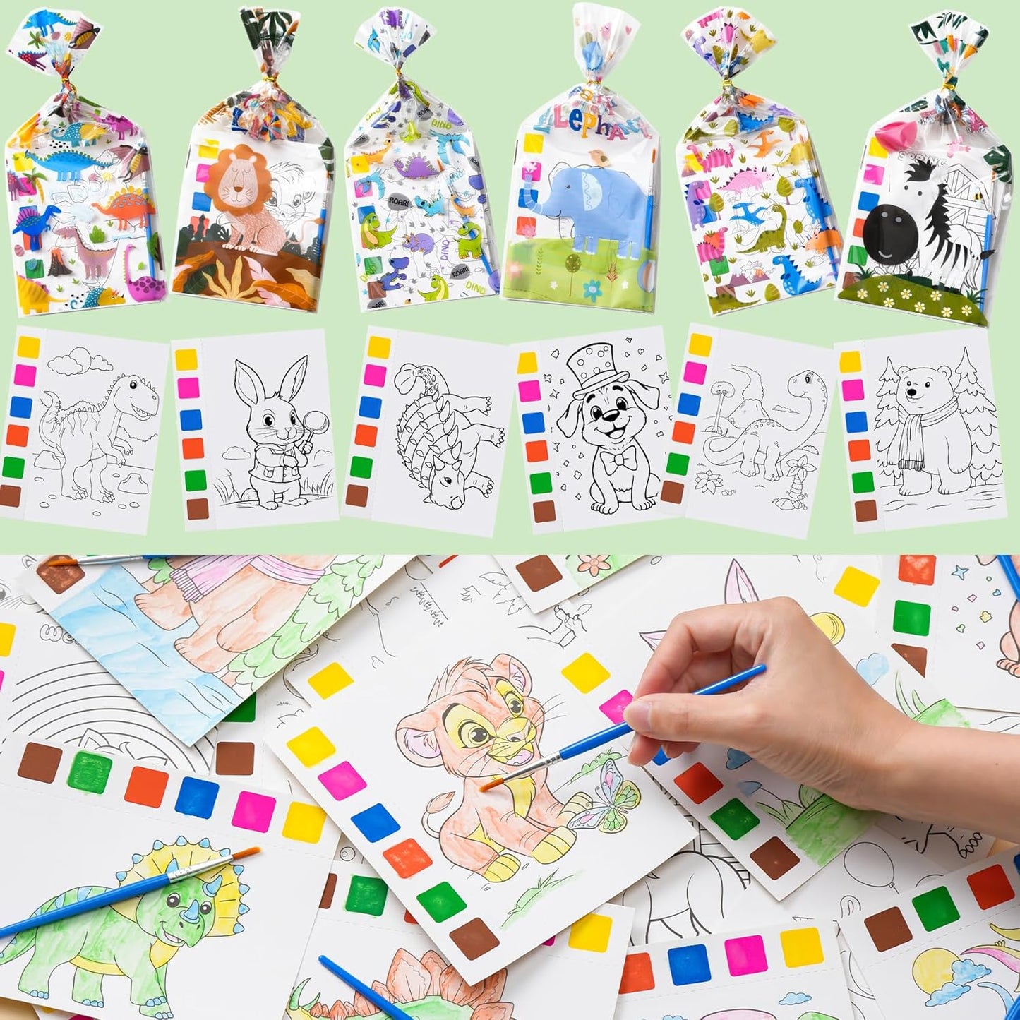 Rotu Party Favors for Kids 4-8, 15 Pack Goodie Bags Stuffers for Kids Paint with Water Coloring Books for Ages 8-12 Watercolor Painting Set Birthday Gifts Classroom Prizes, 106Pcs
