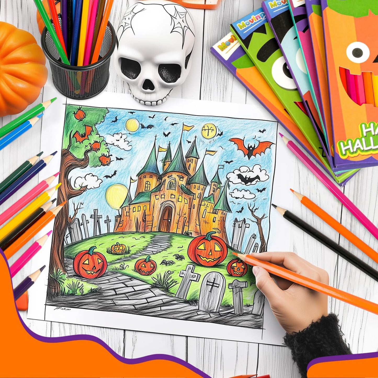 MOVINPE 288 Count Halloween Colored Pencils Bulk for Kids, 24-Box Pre‑Sharpened Colored Pencils 12 Vivid Colors Trick or Treating Party Favor Supplies Halloween Goody Bags, Classroom Gift Prize