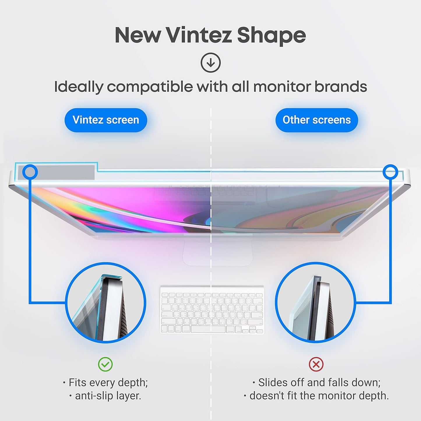 VINTEZ Blue Light Screen Protector for 26, 27 Inch Computer Monitor and Laptop – Anti-UV Blue Light Blocking Film for Desktop PC, Eye Protection Filter, 24.1" x 15.1", 1 Pack