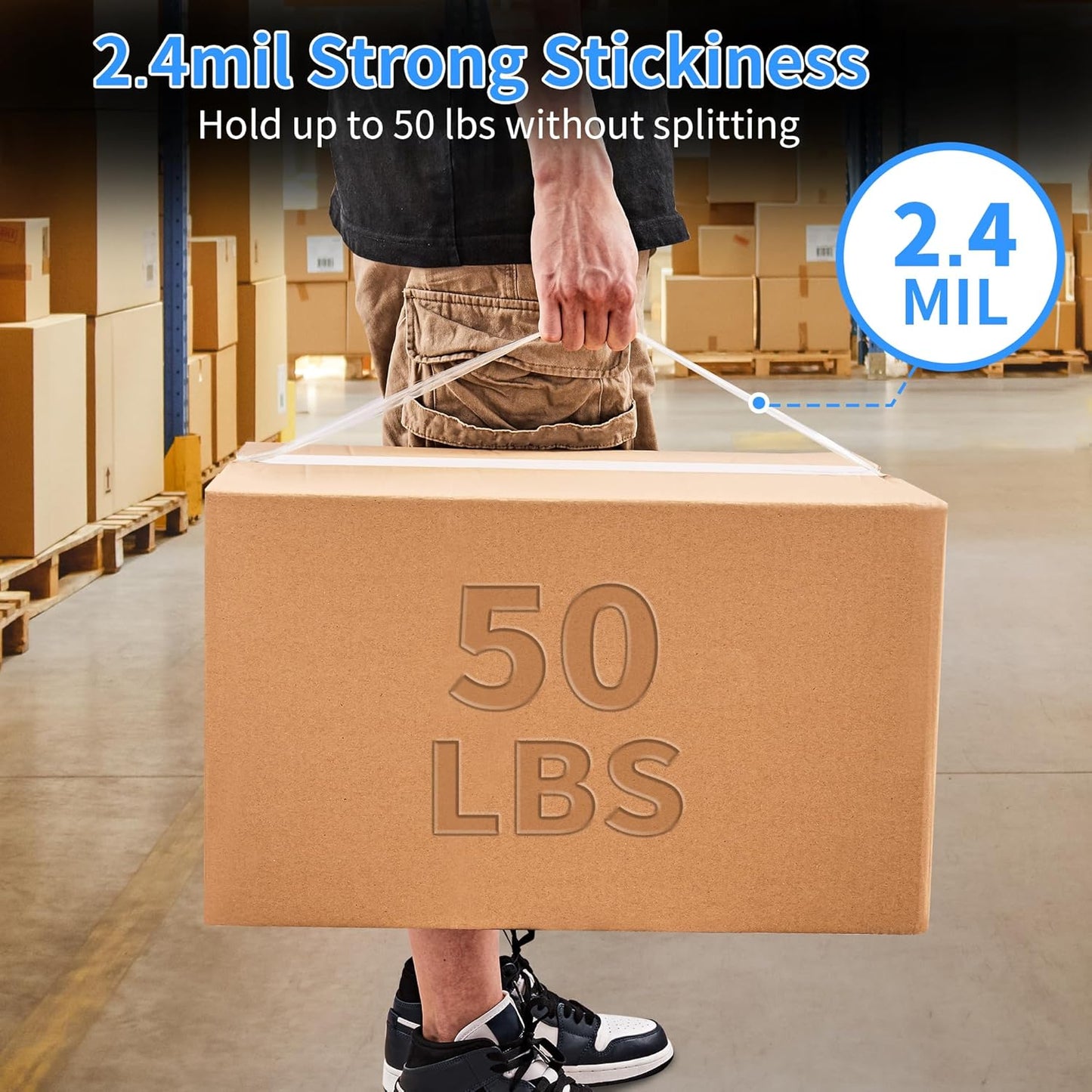 JARLINK No Noise Clear Quiet Packing Tape (6 Rolls), Heavy Duty Packaging Tape for Shipping Packaging Moving Sealing, 2.4mil Thick, 1.88 inches Wide, 60 Yards Per Roll, 360 Total Yards